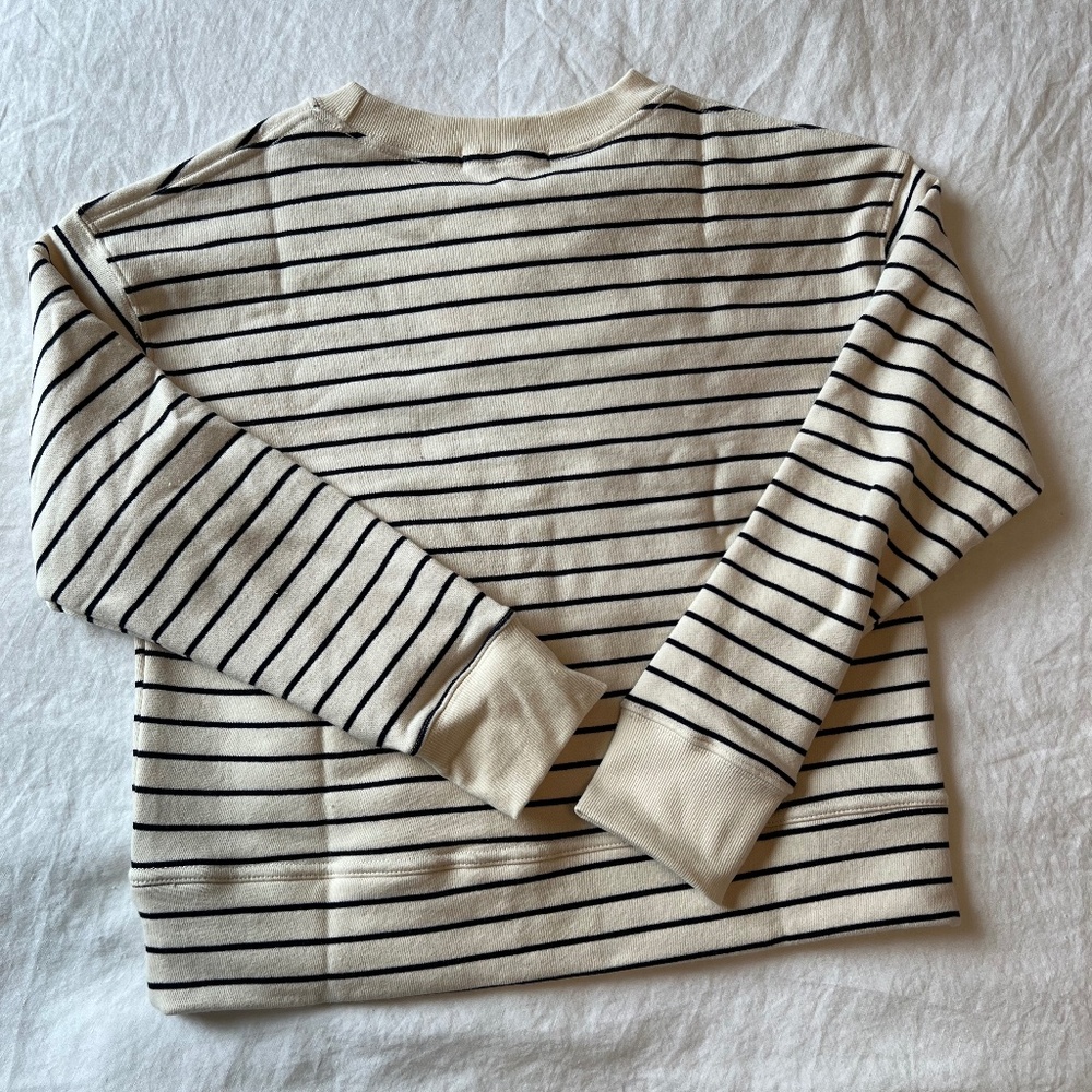 perfectwhitetee Cream and Black Striped Sweatshirt - Picture 5 of 9